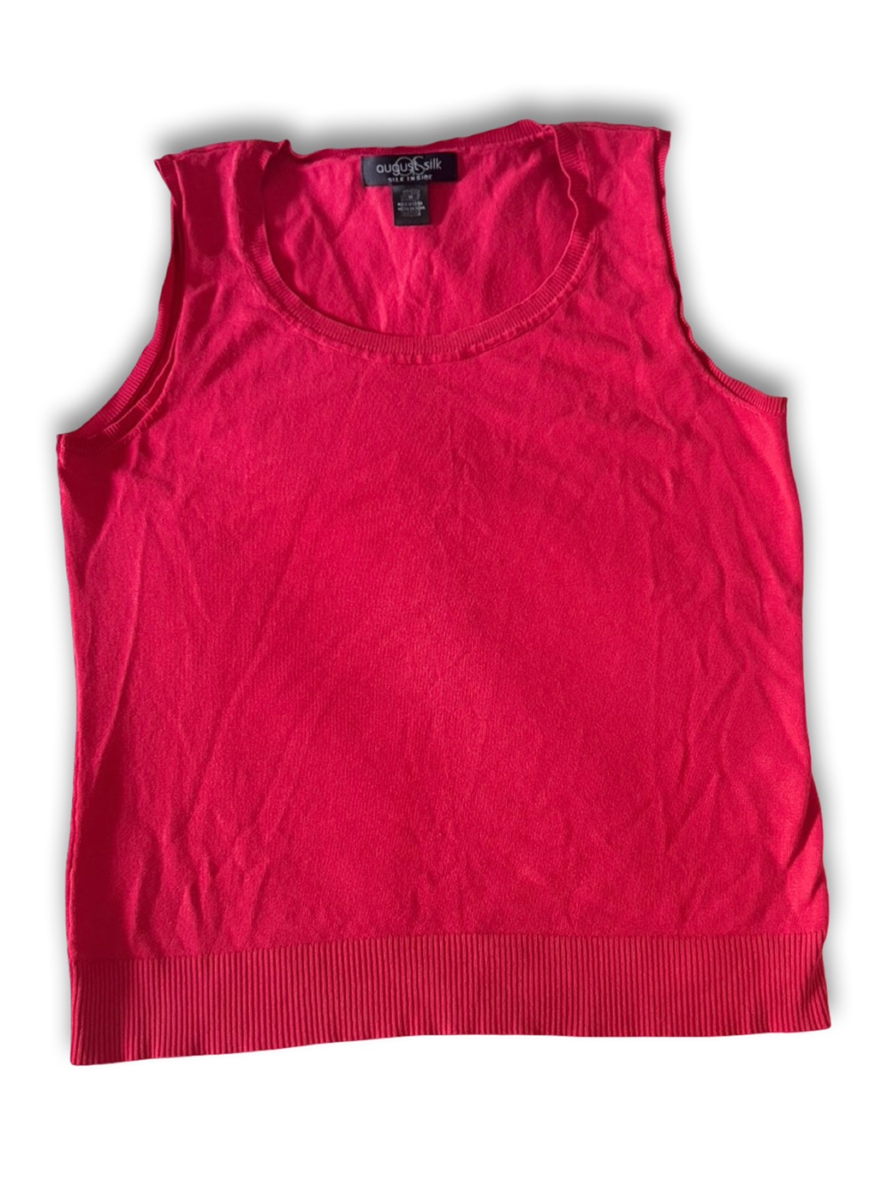 august silk ribbed hem sleeveless scoop neck tank top